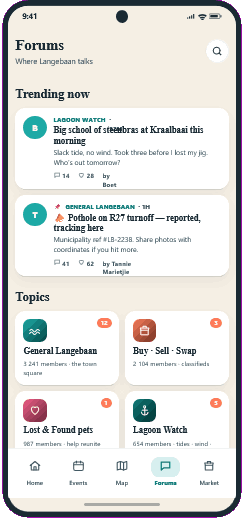 Forums screen